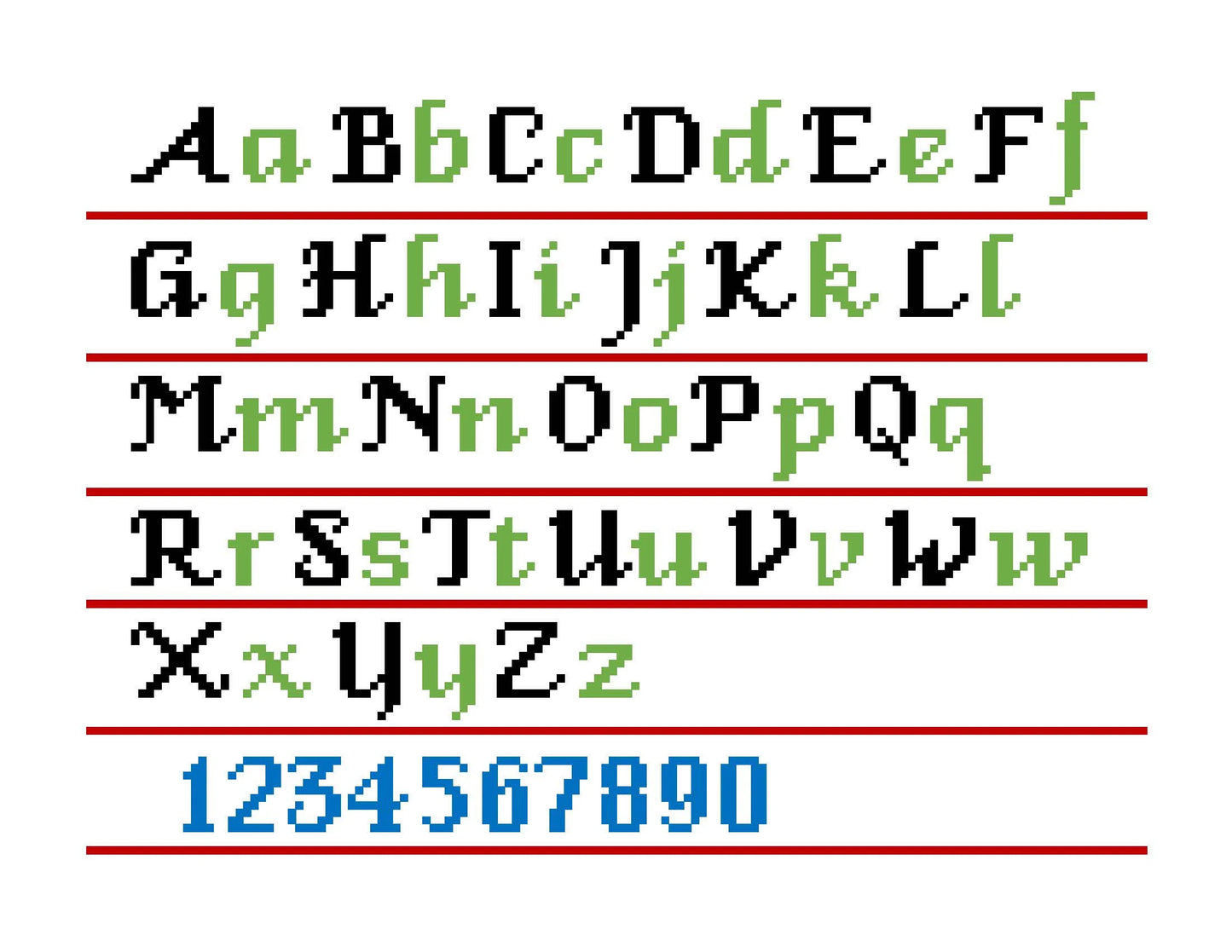 Mosaic Crochet Alphabet-D'Nealian Font