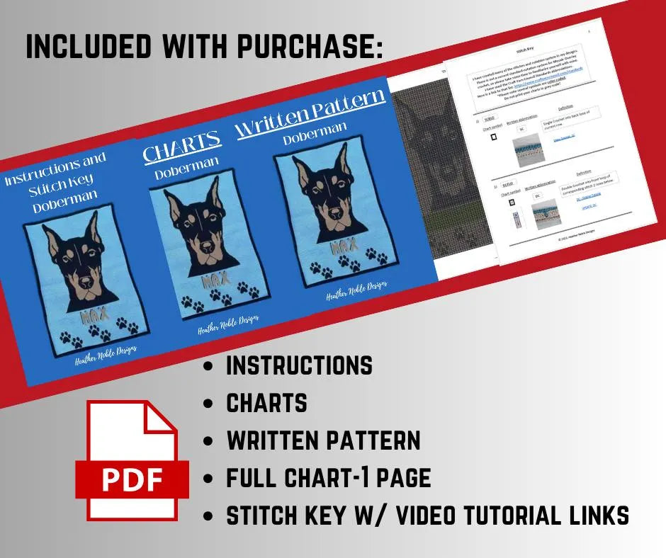 Doberman Pinscher - Mosaic Crochet Blanket Pattern (PDF Pattern)