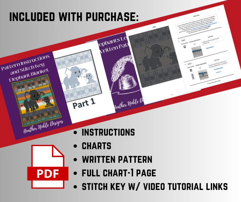 Elephants - Mosaic & Tapestry Crochet Blanket Pattern (PDF Pattern)