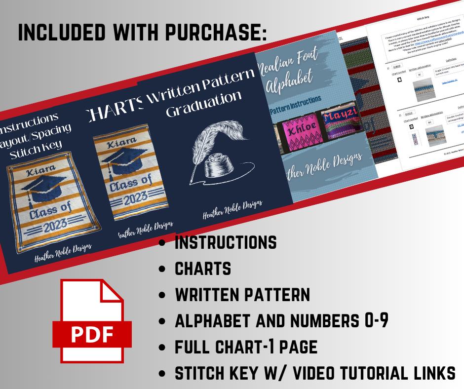 Graduation - Mosaic Crochet Blanket Pattern, Customizable Name & Date (PDF Pattern)