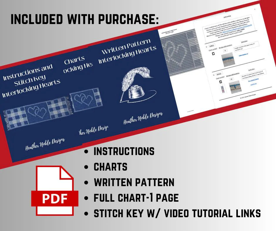 Interlocking Hearts, Mosaic Crochet Table Runner Pattern (PDF Pattern)