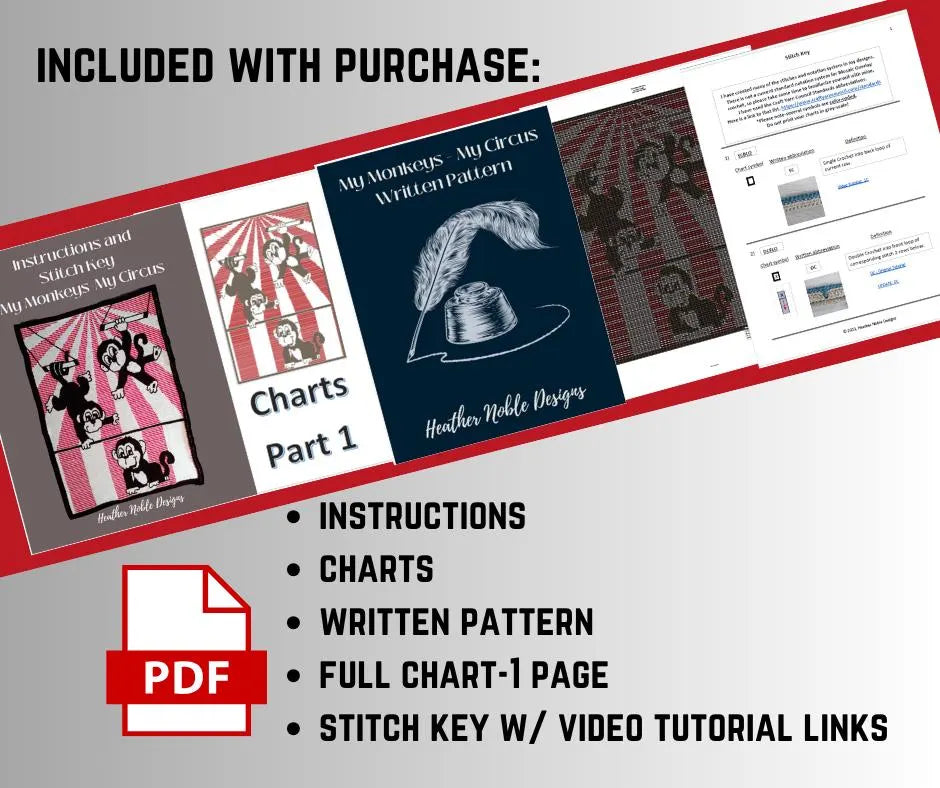 Monkey Circus - Mosaic & Tapestry Crochet Blanket Pattern (PDF Pattern)