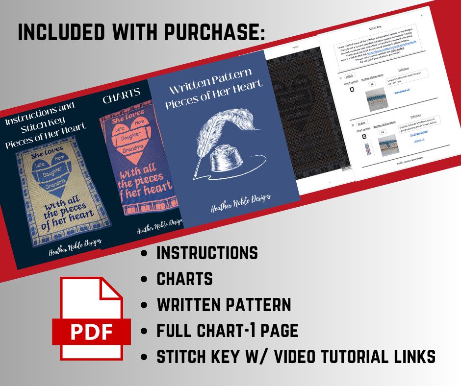 Pieces of Her Heart - Mosaic Crochet Blanket Pattern (PDF Pattern)