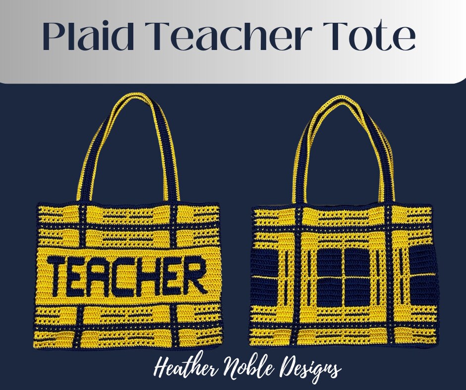Plaid Teacher Tote Crochet Bag