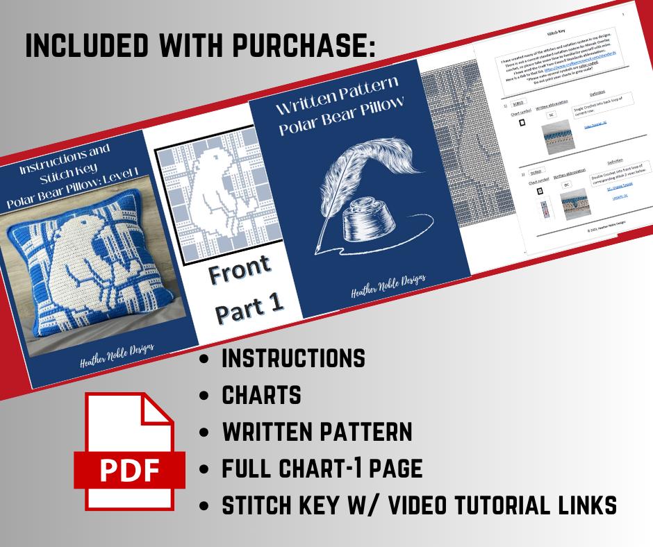 Polar Bear Pillow - Mosaic Crochet Pattern (PDF Pattern)