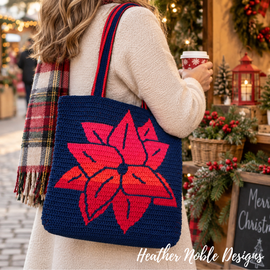 Poinsettia Tote - Mosaic Crochet Pattern (PDF Pattern)