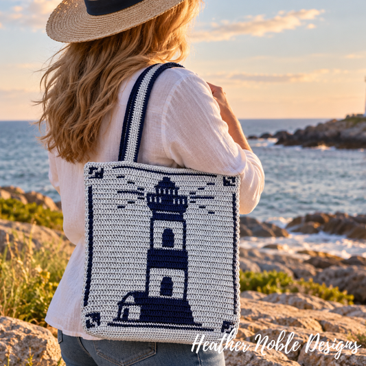 Lighthouse Tote - Mosaic Crochet Pattern (PDF Pattern)