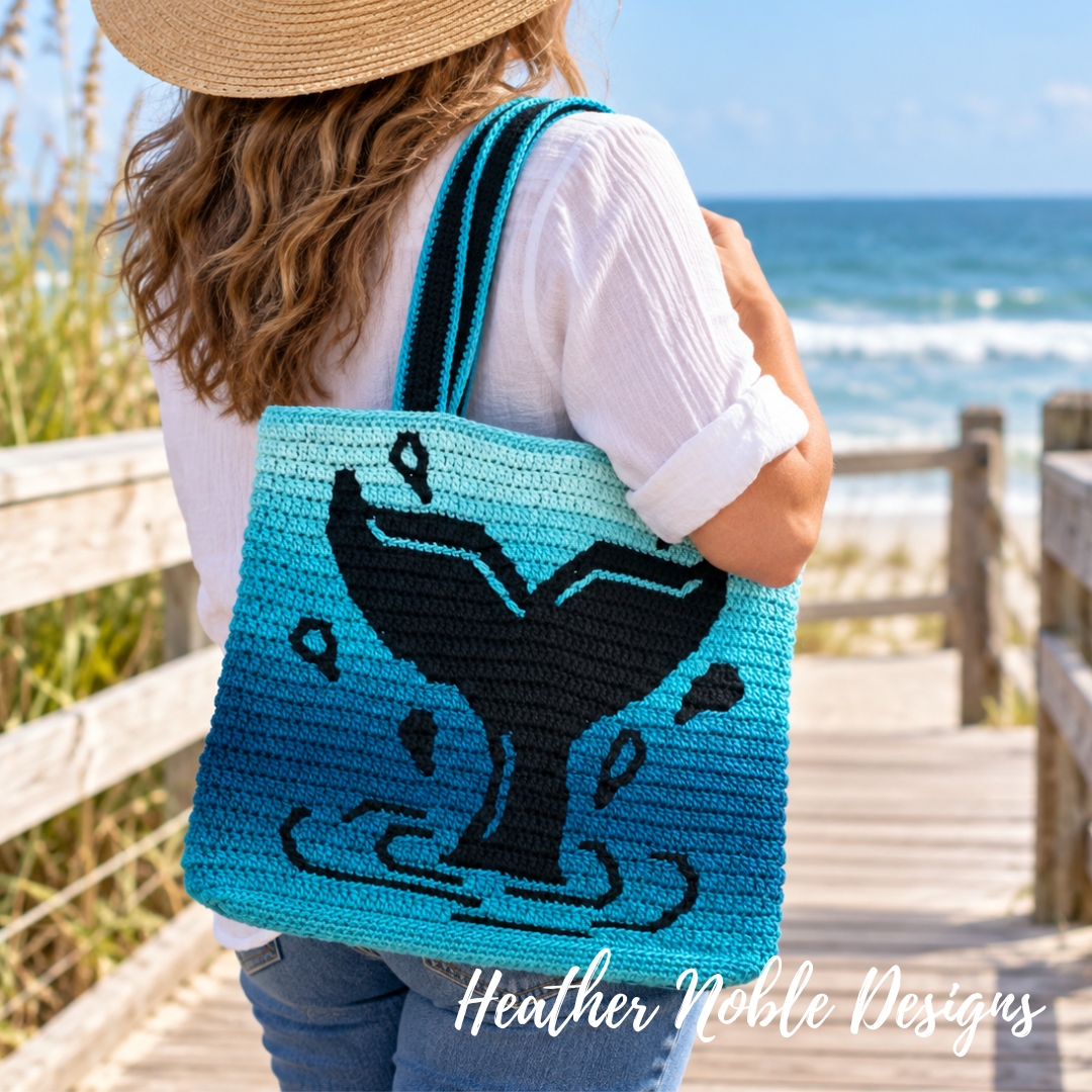 Whale Tail Tote - Mosaic Crochet Pattern (PDF Pattern)