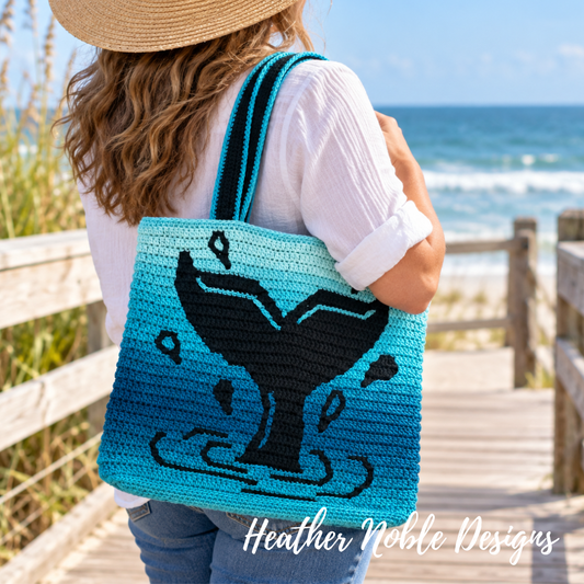 Whale Tail Tote - Mosaic Crochet Pattern (PDF Pattern)