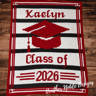 Graduation - Mosaic Crochet Blanket Pattern, Customizable Name & Date (PDF Pattern)