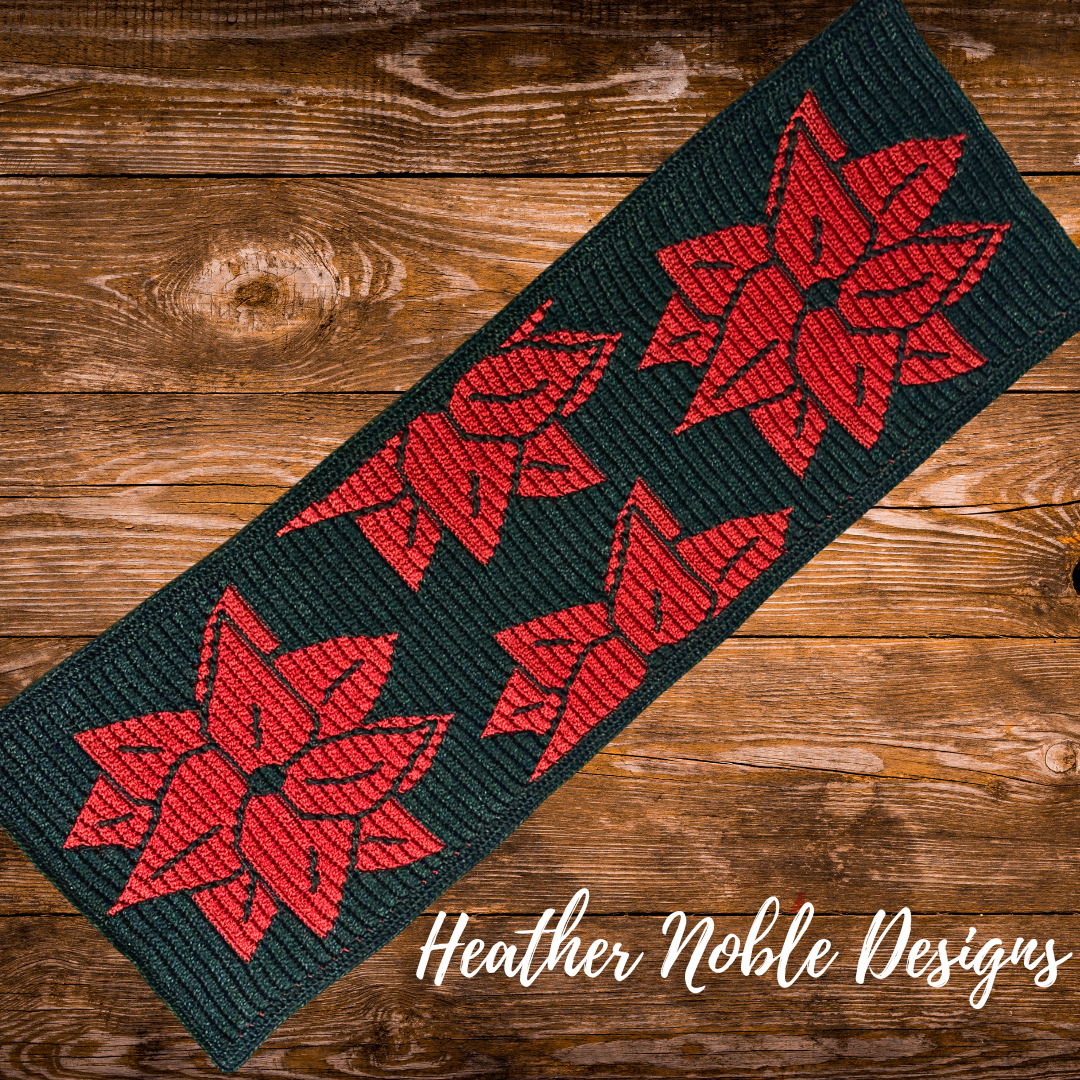 Poinsettia Table Runner – Mosaic Crochet Pattern (PDF Pattern)