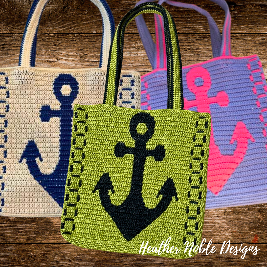 Anchors Away - Mosaic Crochet Tote Pattern (PDF Pattern)
