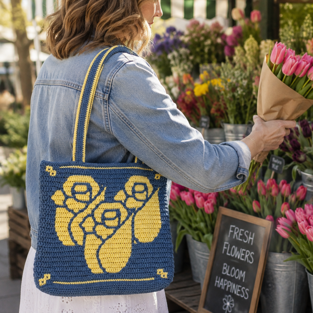 Tulip Trio - Mosaic Crochet Tote Pattern (PDF Pattern)
