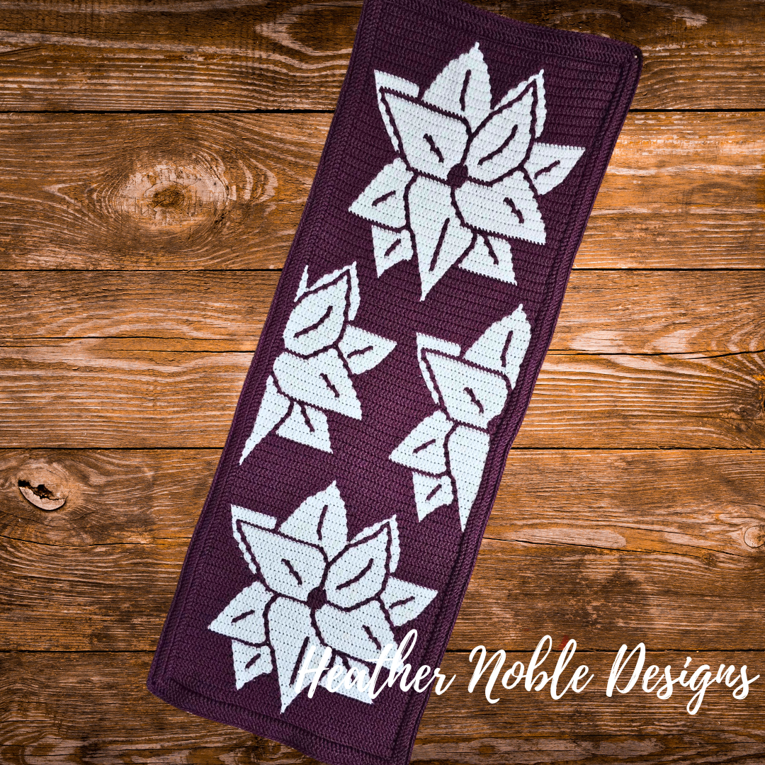 Poinsettia Table Runner – Mosaic Crochet Pattern (PDF Pattern)