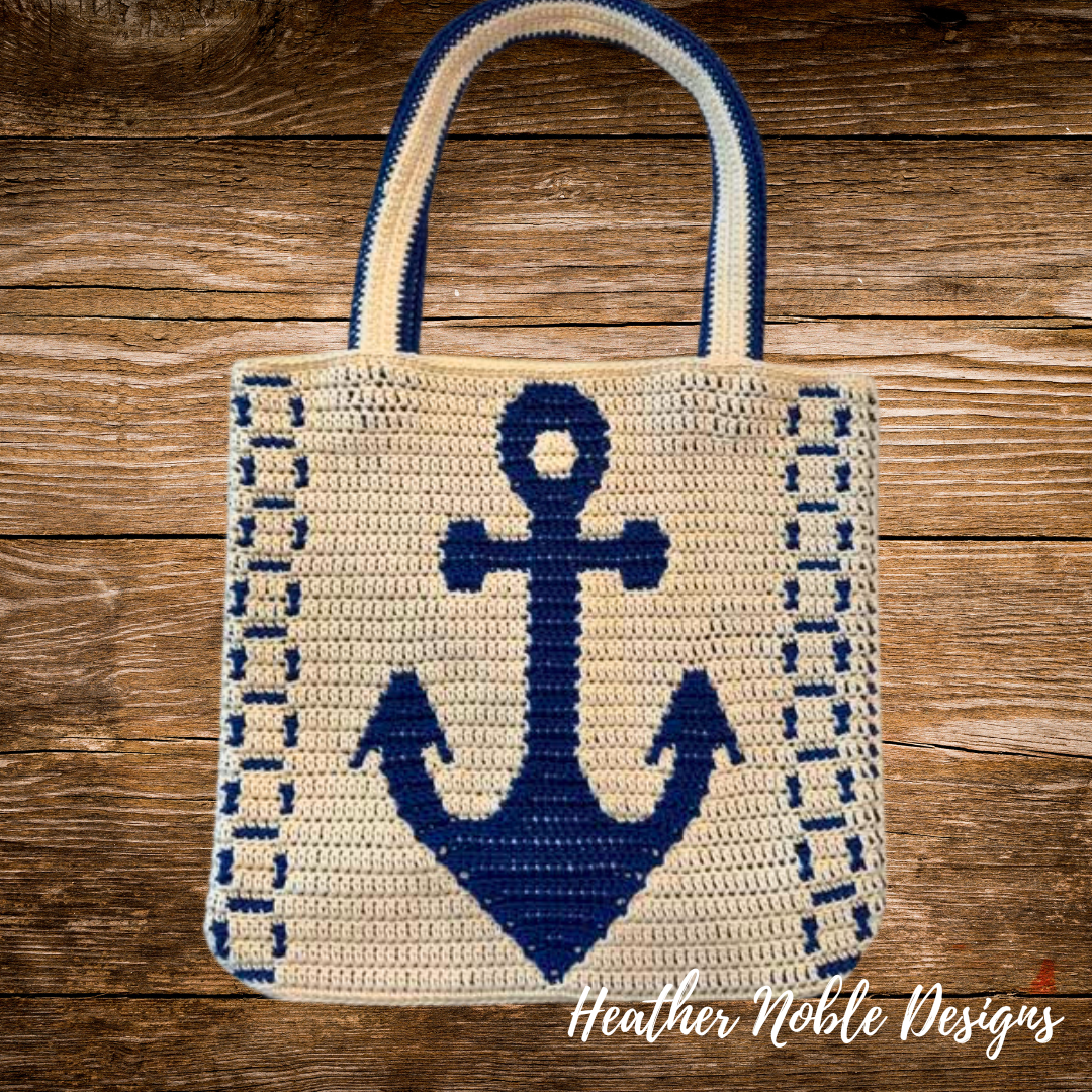 Anchors Away - Mosaic Crochet Tote Pattern (PDF Pattern)