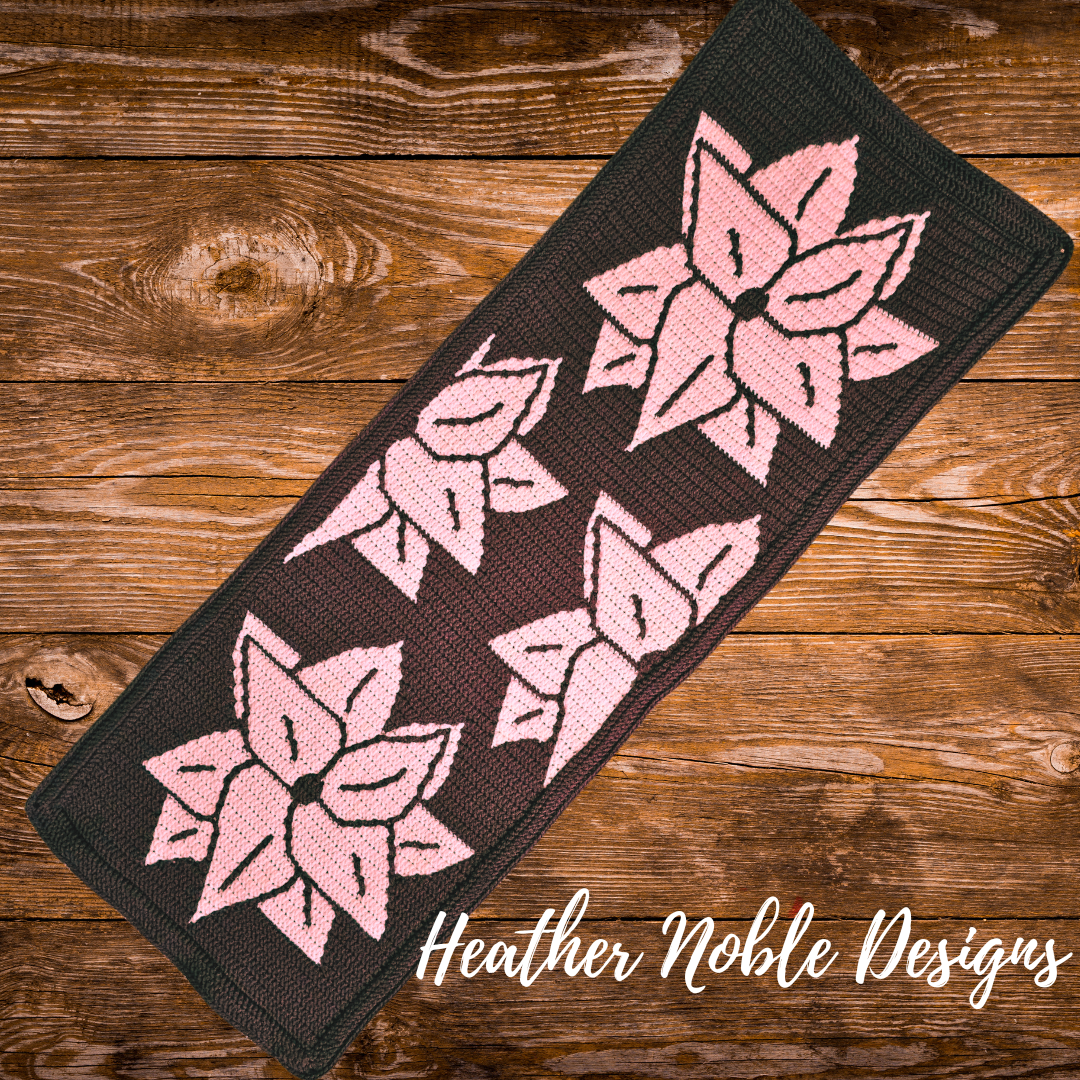 Poinsettia Table Runner – Mosaic Crochet Pattern (PDF Pattern)
