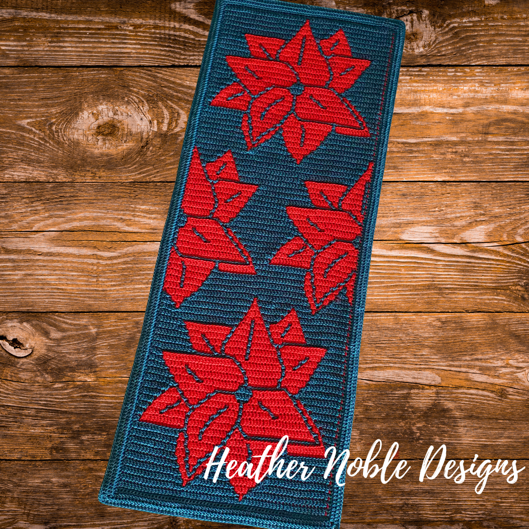 Poinsettia Table Runner – Mosaic Crochet Pattern (PDF Pattern)