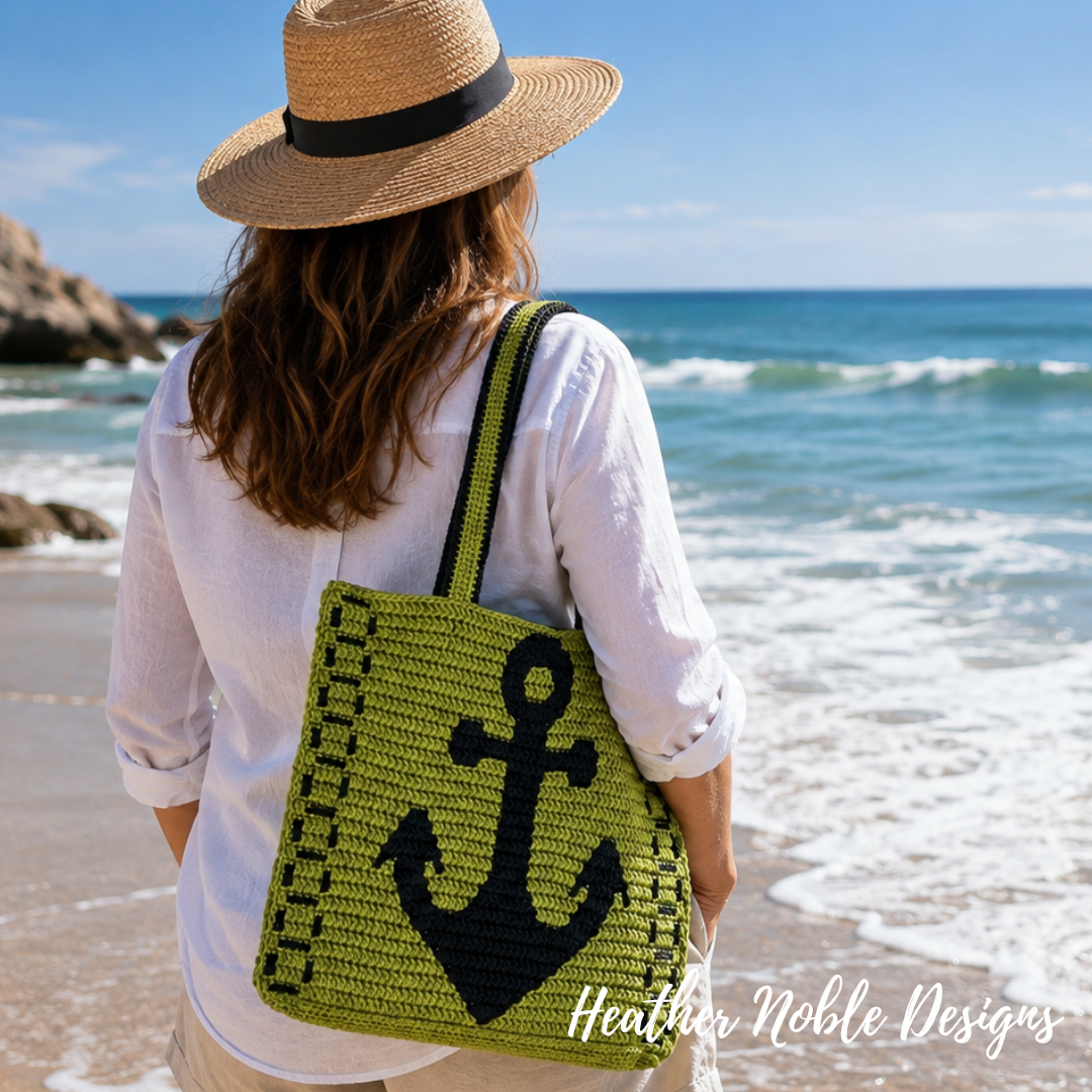 Anchors Away - Mosaic Crochet Tote Pattern (PDF Pattern)