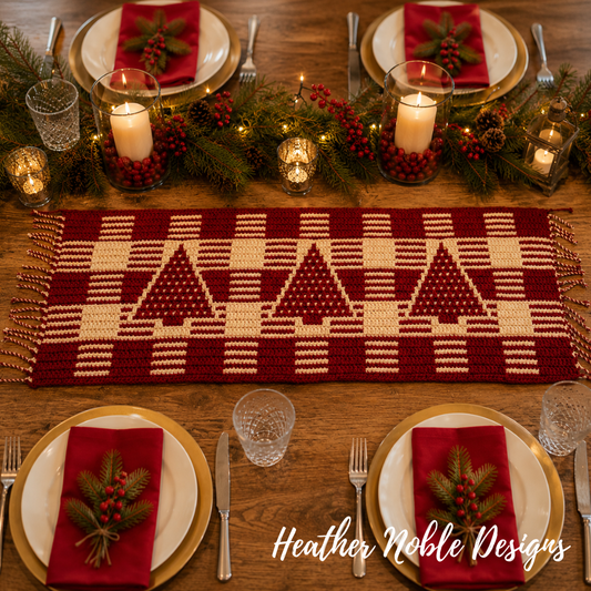 Christmas Tree Table Runner – Mosaic Crochet Pattern (PDF Pattern)