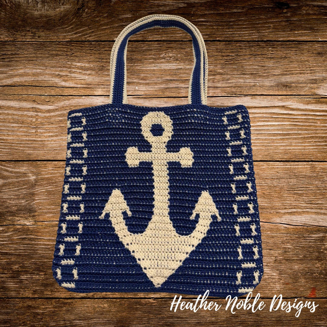 Anchors Away - Mosaic Crochet Tote Pattern (PDF Pattern)