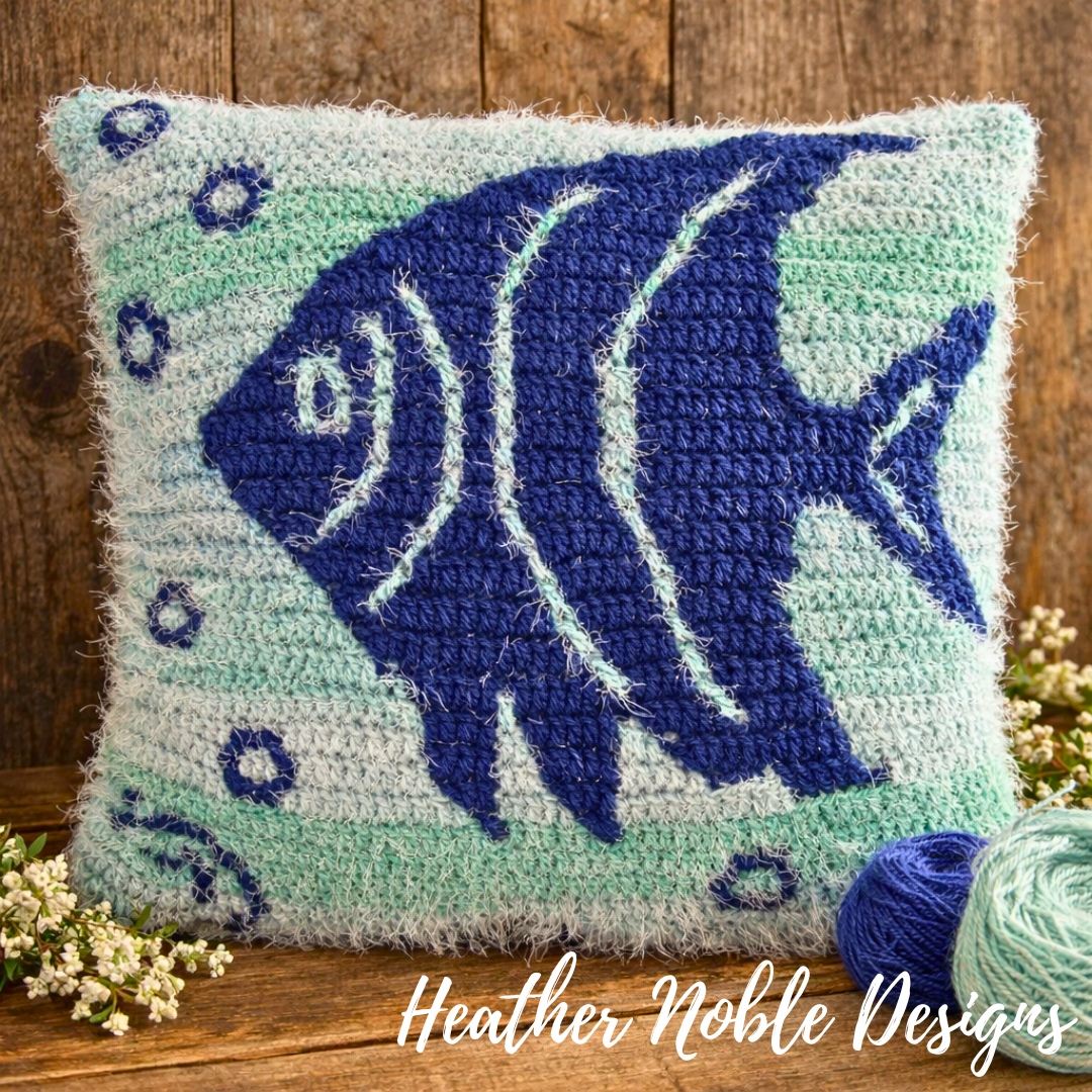 Angelfish Pillow - Mosaic Crochet Pattern (PDF Pattern)