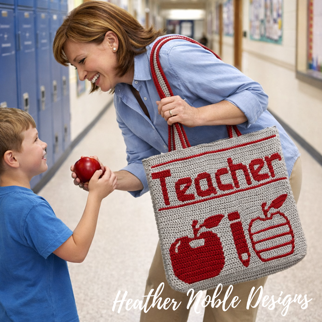 Apples for the Teacher Tote, Mosaic Crochet Pattern (PDF Pattern)
