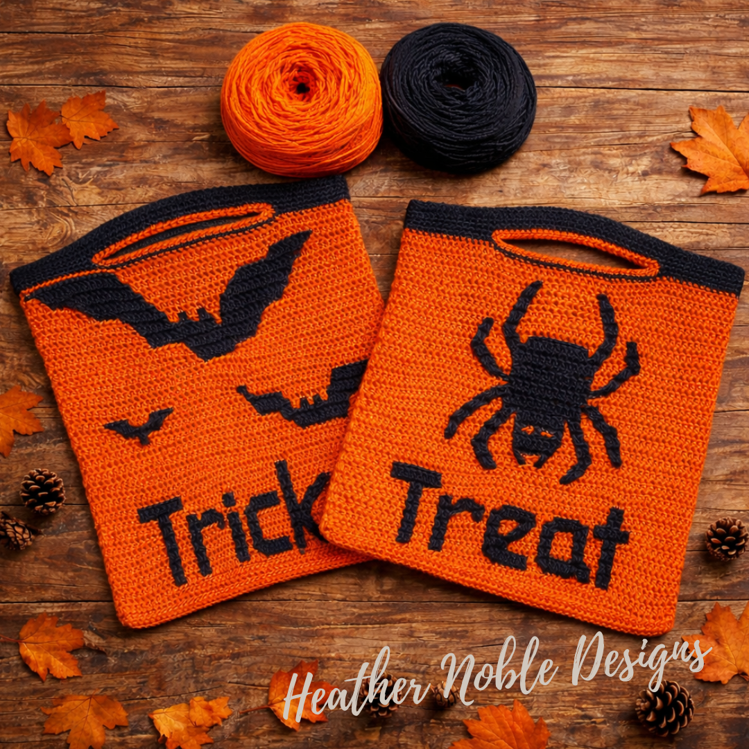 Bats and Spider Tote - Mosaic Crochet Trick or Treat Bag Pattern (PDF Pattern)