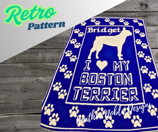 Boston Terrier Blanket-Retro Pattern