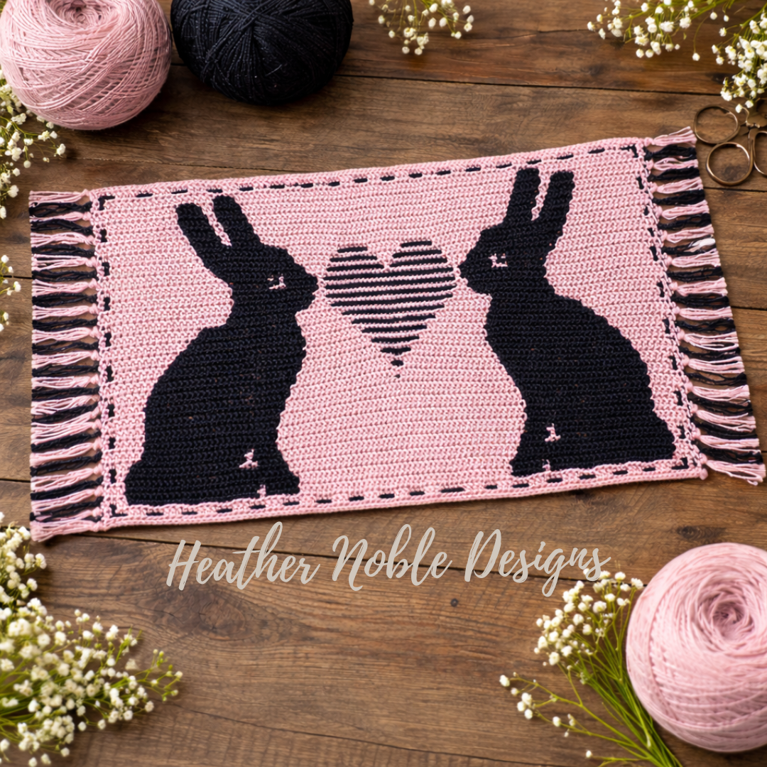 Bunny Love Table Runner, Mosaic Crochet Pattern (PDF Pattern)