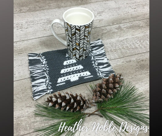 Christmas Tree Mug Rug and Placemat - Mosaic Crochet Pattern (PDF Pattern-charts only)