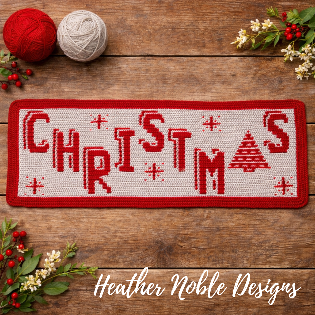 Christmas Table Runner - Mosaic Crochet Pattern (PDF Pattern)