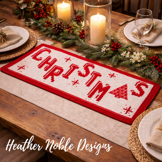 Christmas Table Runner - Mosaic Crochet Pattern (PDF Pattern)