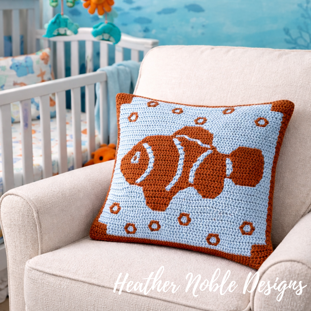 Clownfish Pillow - Mosaic Crochet Pattern (PDF Pattern)