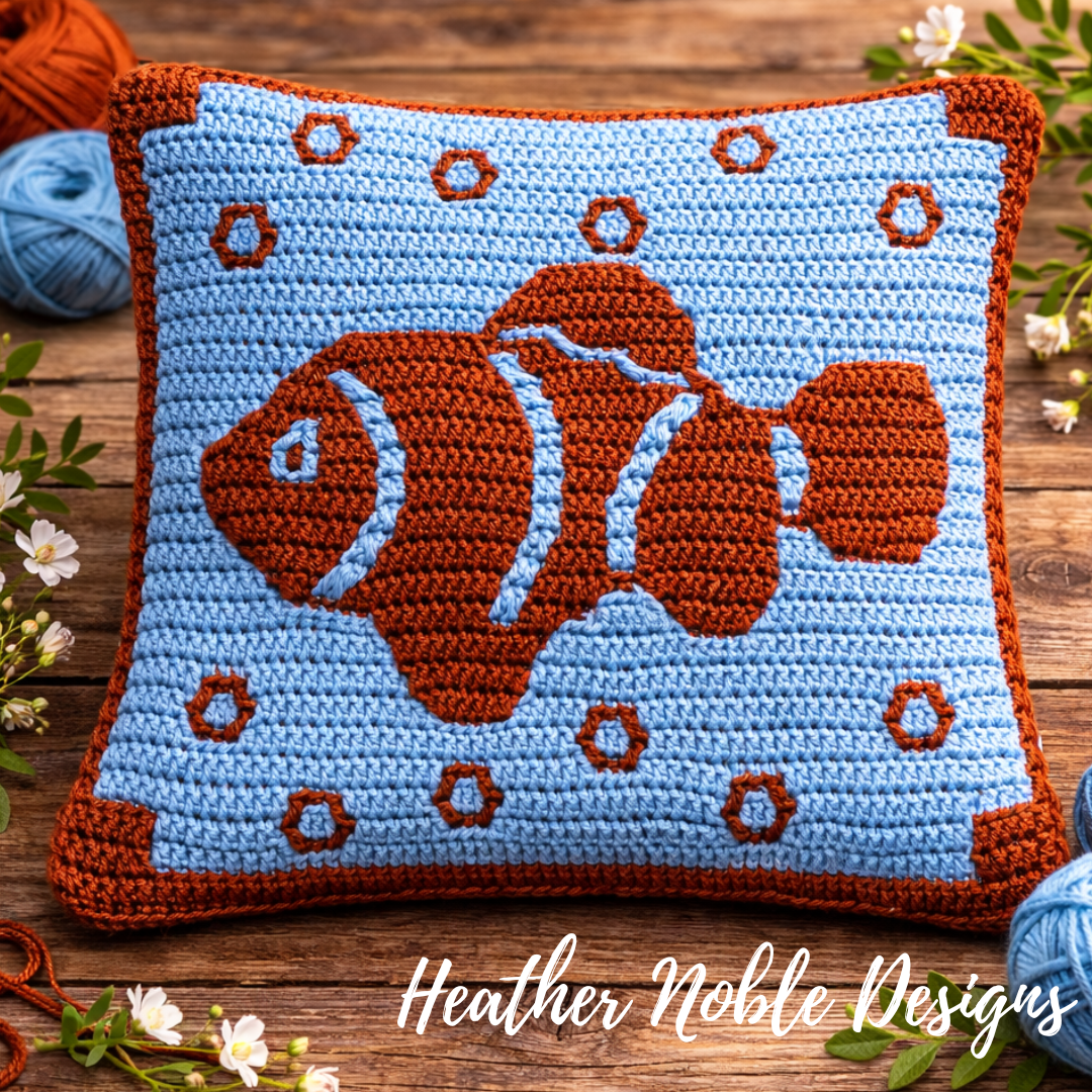 Clownfish Pillow - Mosaic Crochet Pattern (PDF Pattern)