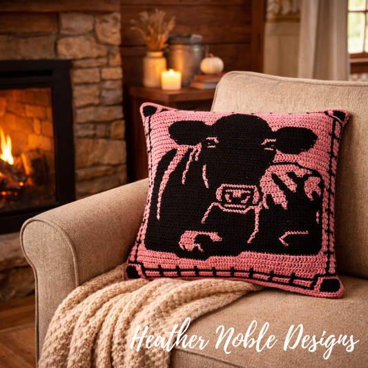 Cow Pillow - Mosaic Crochet Pattern (PDF Pattern)