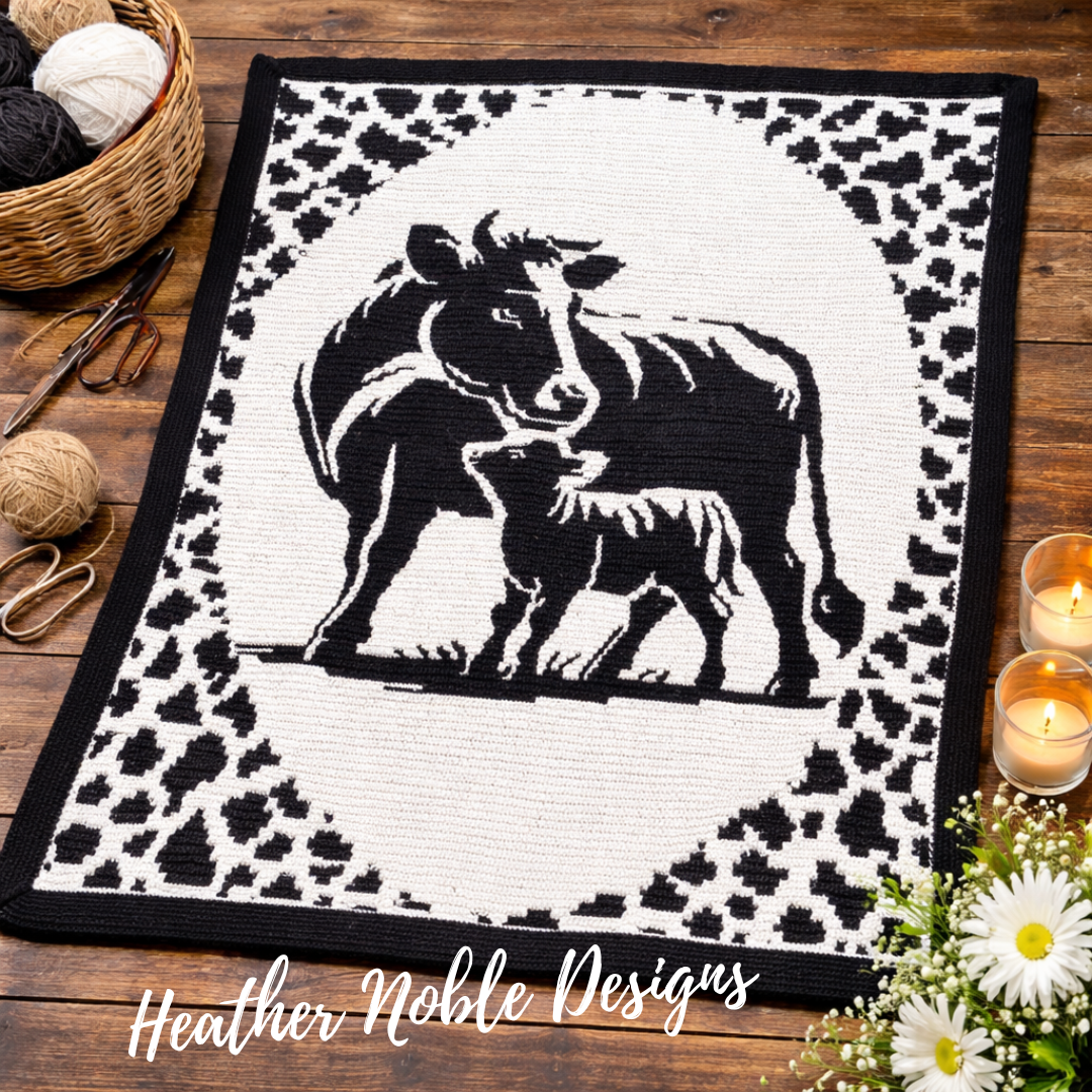Cow and Calf Blanket - Mosaic Crochet Pattern (PDF Pattern)