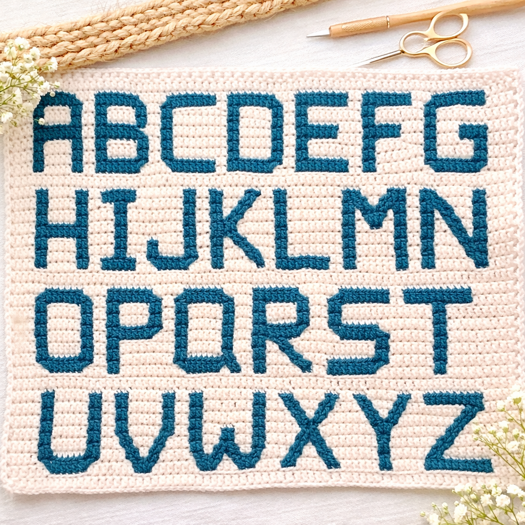 Small Block Font Letters – Mosaic Crochet Alphabet Pattern (PDF Pattern)