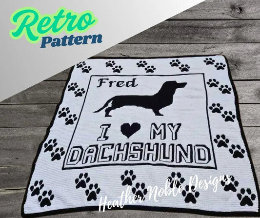 Dachshund Blanket-Retro Pattern