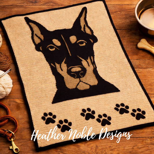 Doberman Pinscher - Mosaic Crochet Blanket Pattern (PDF Pattern)