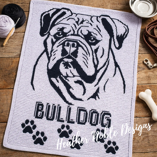 English Bulldog - Mosaic Crochet Blanket Pattern (PDF Pattern)
