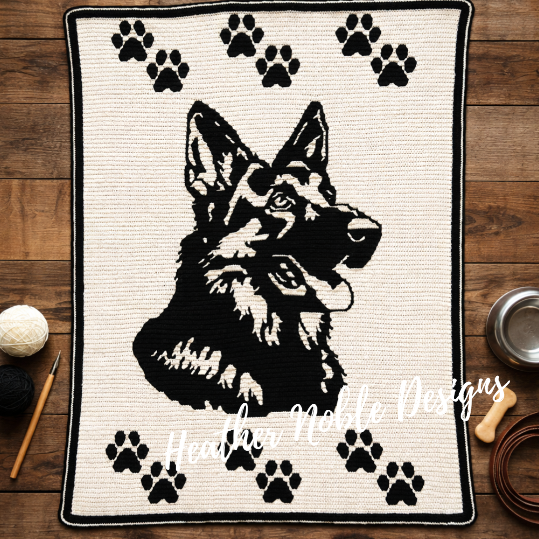 German Shepherd - Mosaic Crochet Blanket Pattern (PDF Pattern)