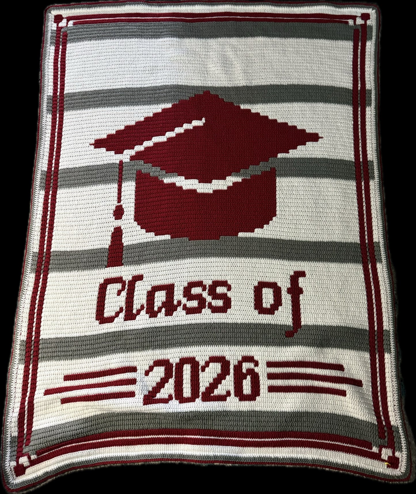 Graduation - Mosaic Crochet Blanket Pattern, Customizable Name & Date (PDF Pattern)