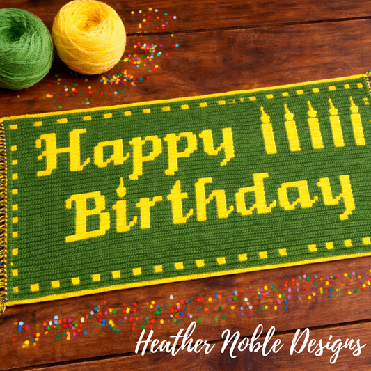 Happy Birthday Table Runner - Mosaic Crochet Pattern