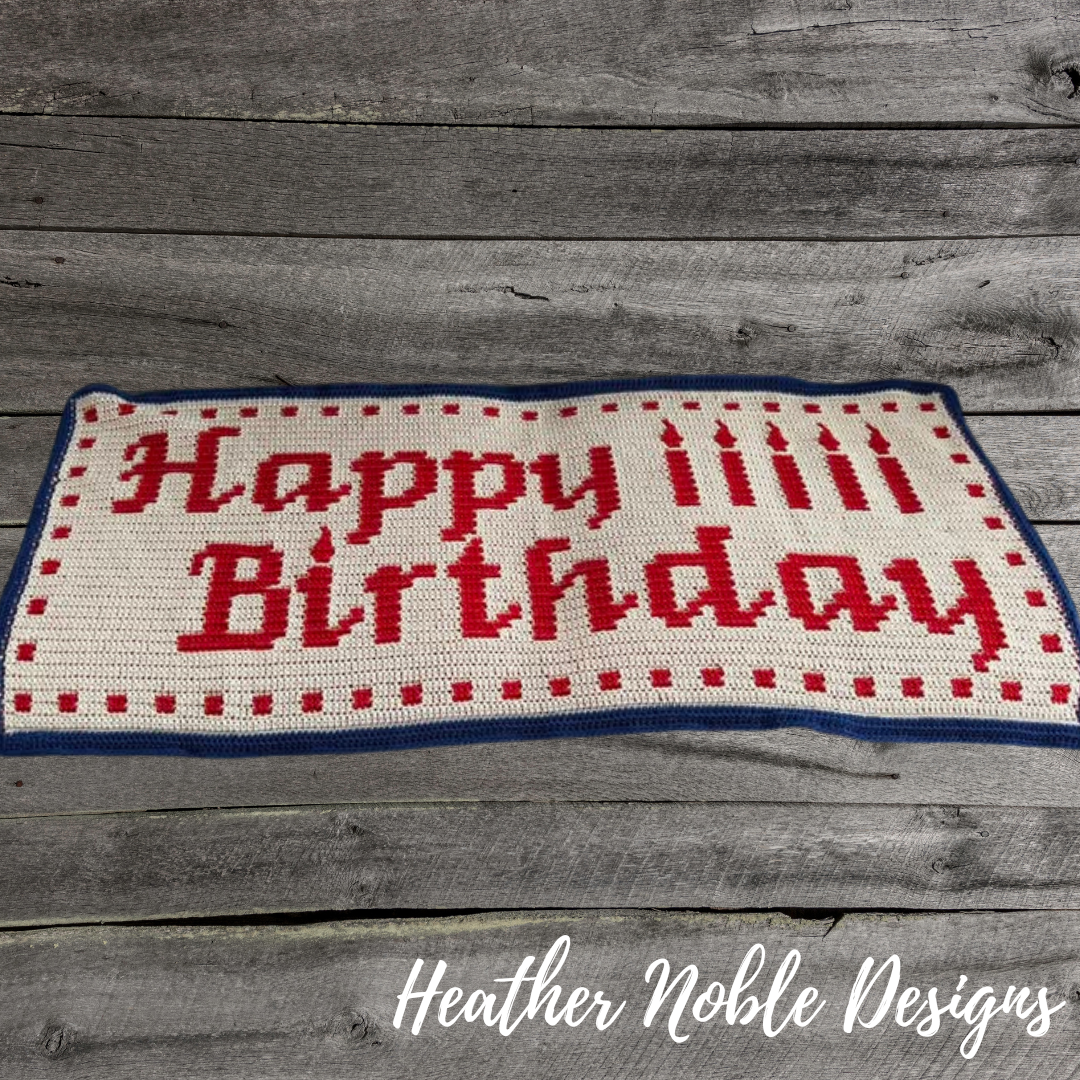 Happy Birthday Table Runner - Mosaic Crochet Pattern
