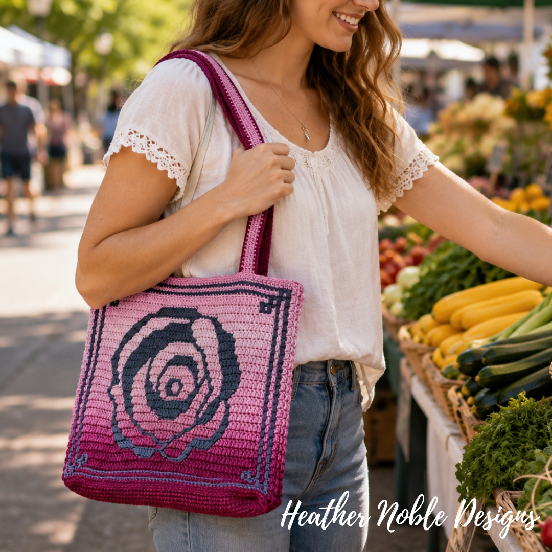 Rose Tote - Mosaic Crochet Pattern (PDF Pattern)
