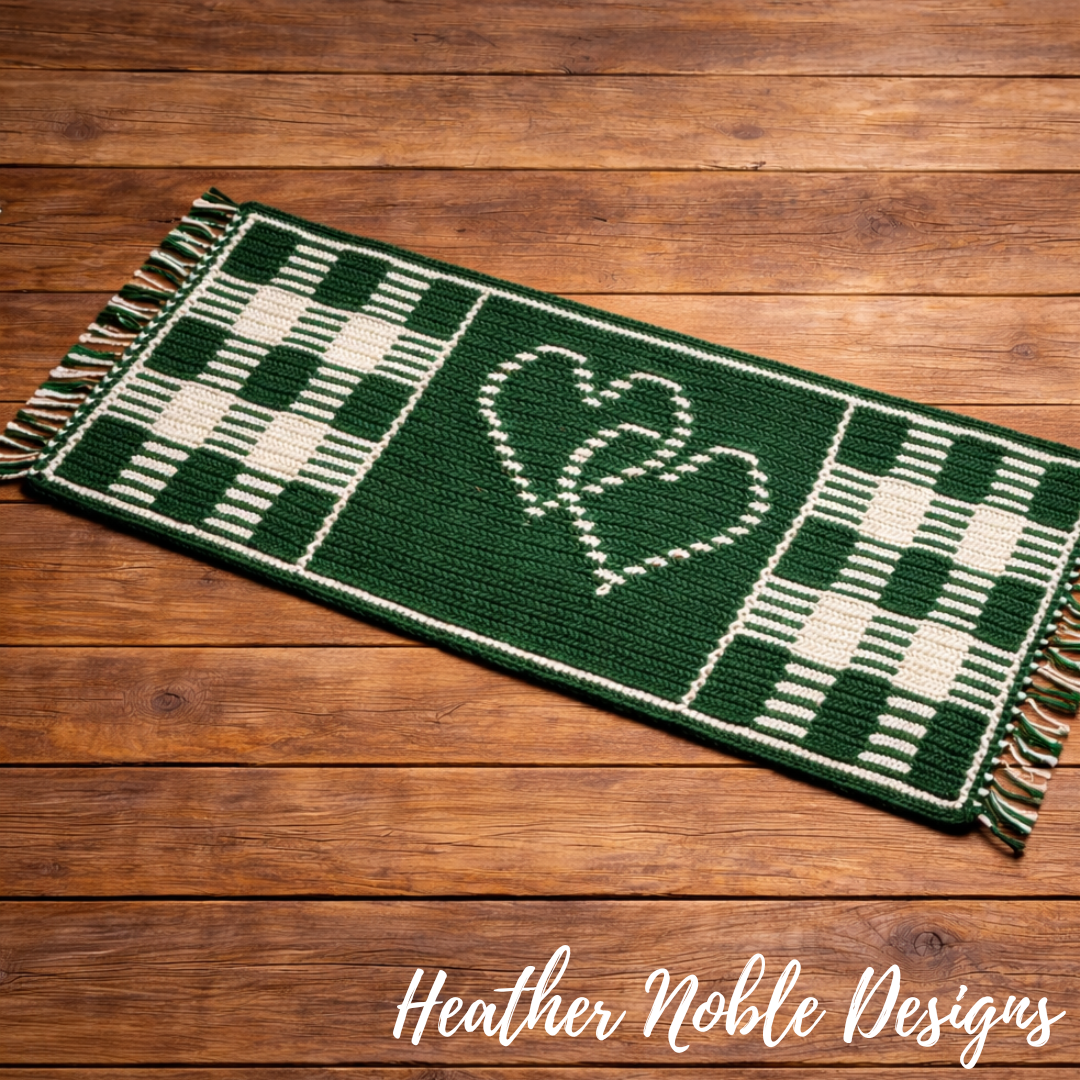 Interlocking Hearts, Mosaic Crochet Table Runner Pattern (PDF Pattern)