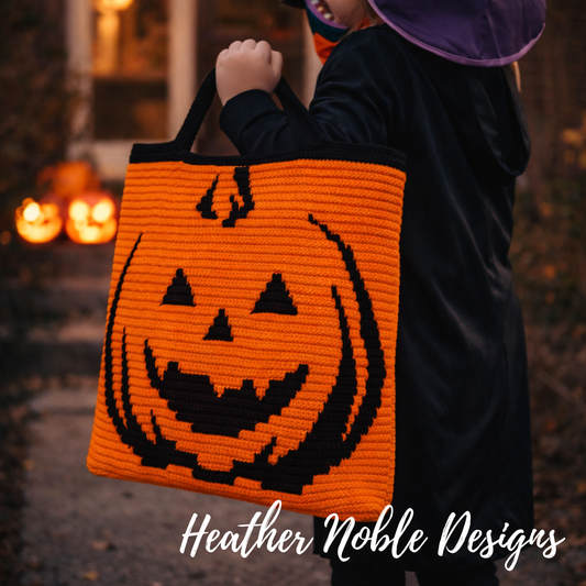 Jack O'Lantern Tote - Mosaic Crochet Pattern (PDF Pattern)