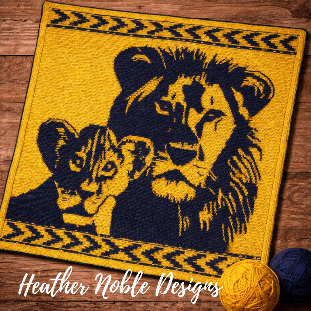 Lion and Cub - Mosaic Crochet Blanket Pattern (PDF Pattern)