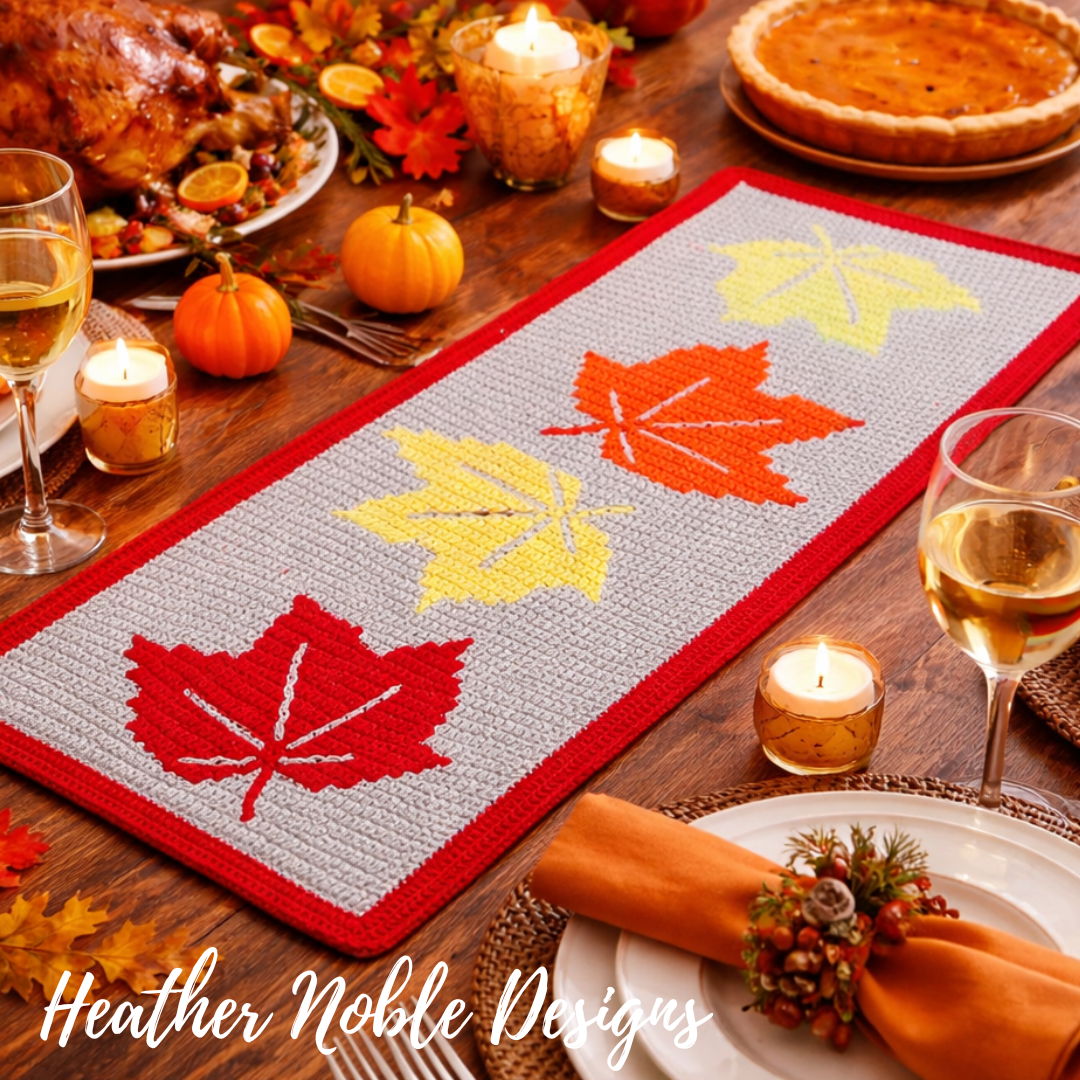 Maple Leaves Table Runner - Mosaic Crochet Pattern (PDF Pattern)