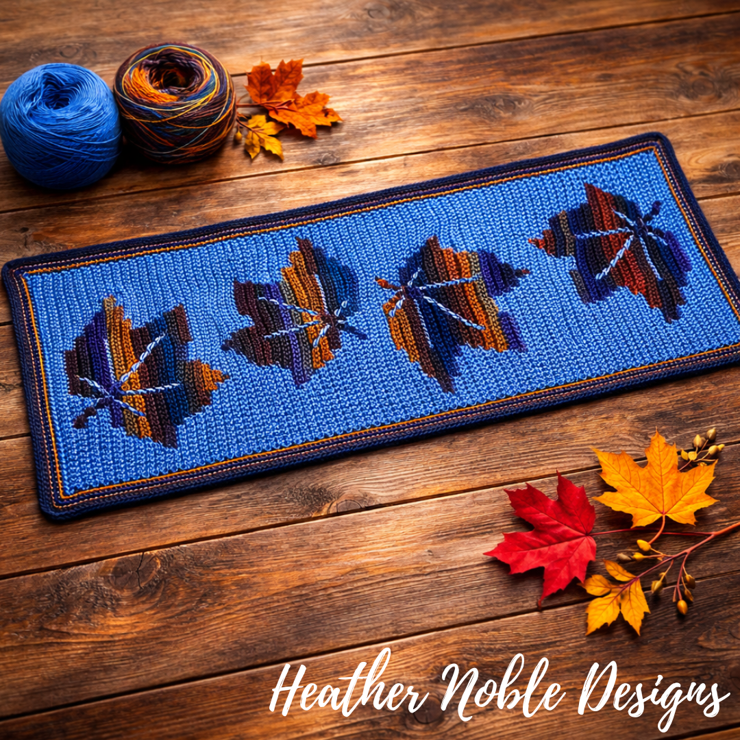 Maple Leaves Table Runner - Mosaic Crochet Pattern (PDF Pattern)